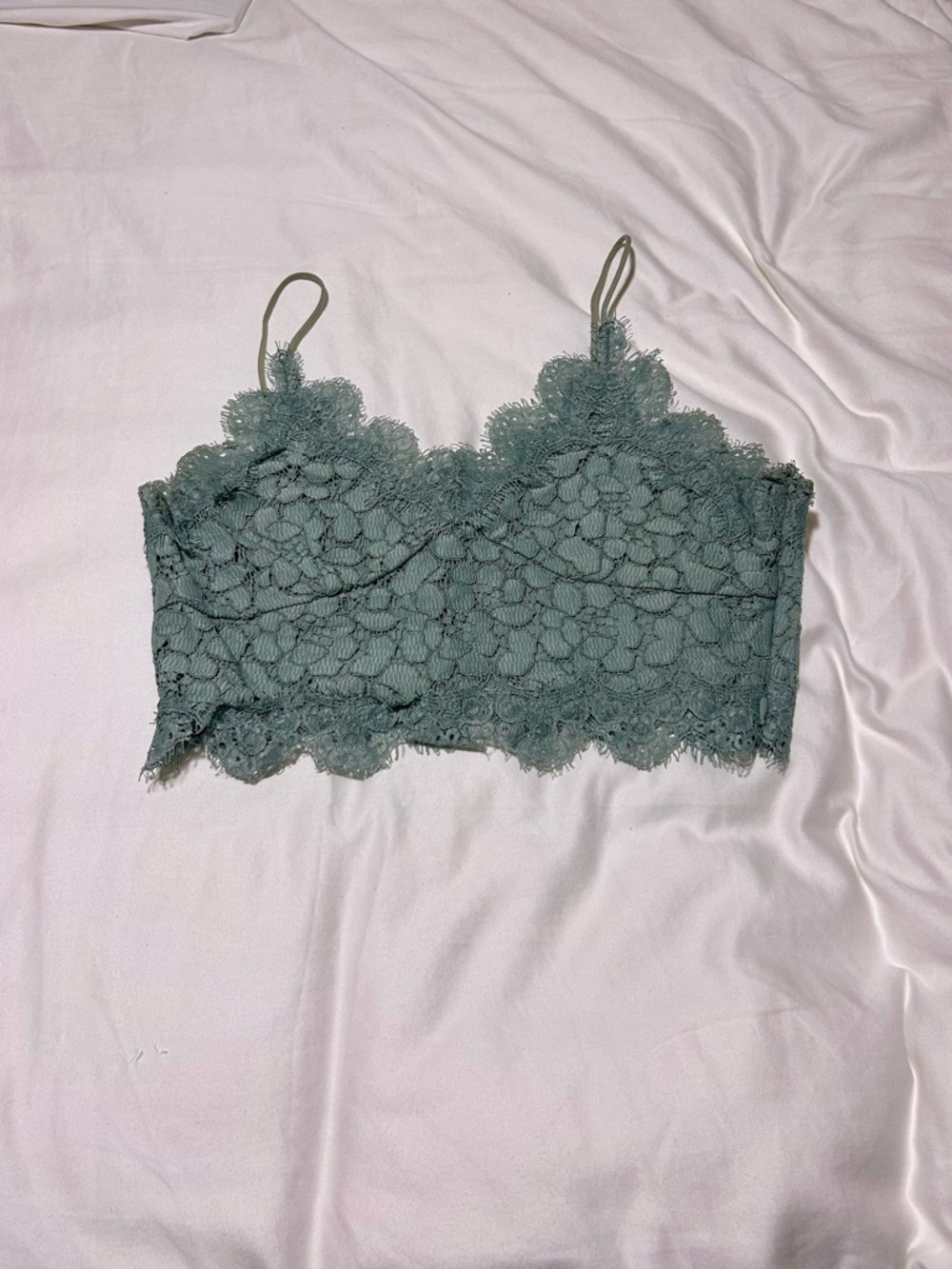H&M Sage Green Lace crop top.